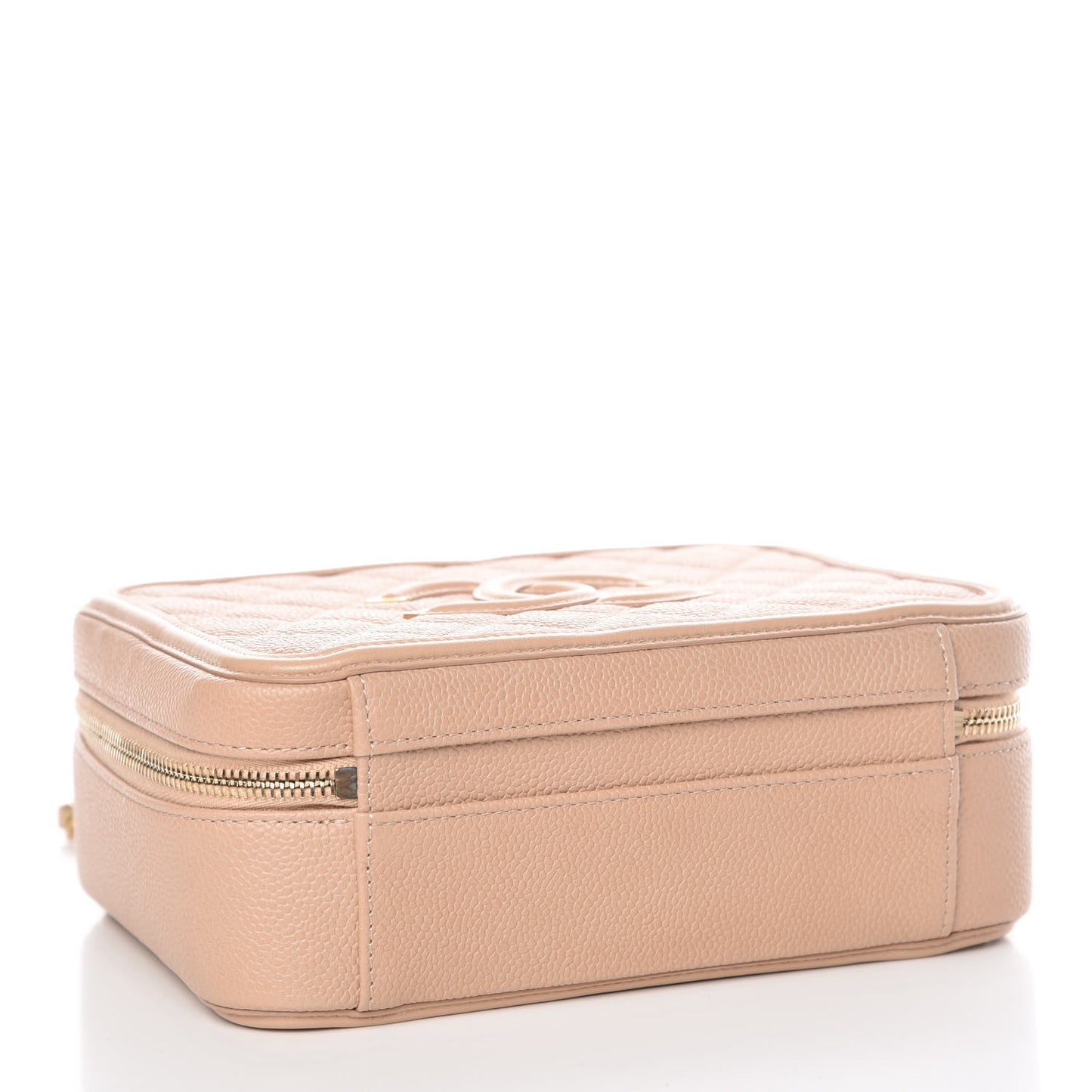 Caviar Quilted Medium CC Filigree Vanity Case Beige