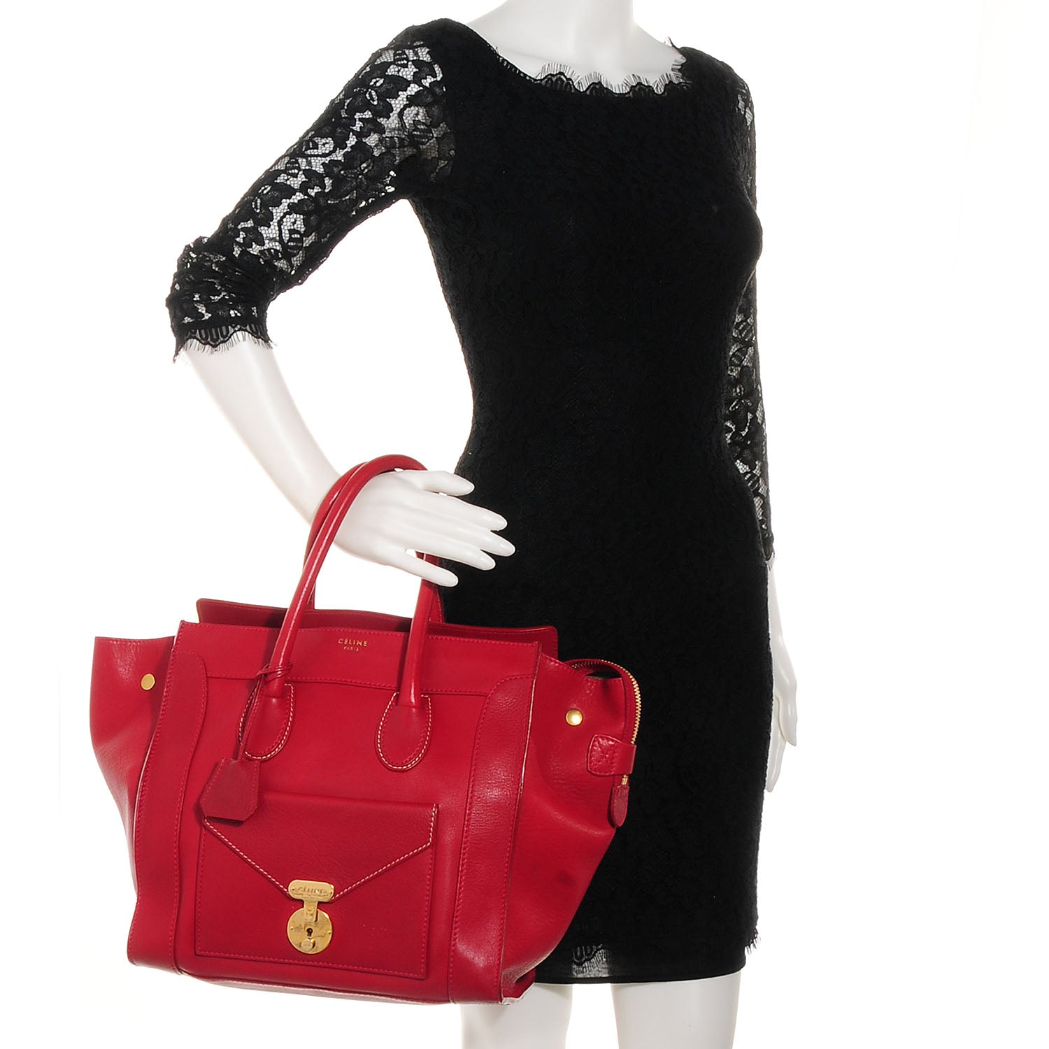 Celine Smooth Calfskin Mini Luggage Envelope Tote Red 2 of 9