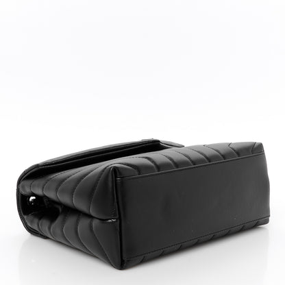 Saint Laurent Calfskin Y Quilted Monogram Monochrome Small Loulou Chain Satchel Black 4 of 12