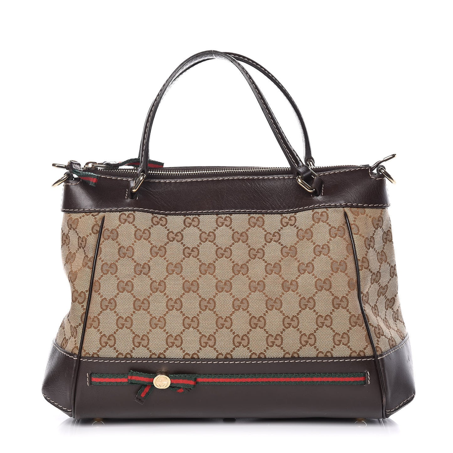 Monogram Web Mayfair Top Handle Satchel Dark Brown