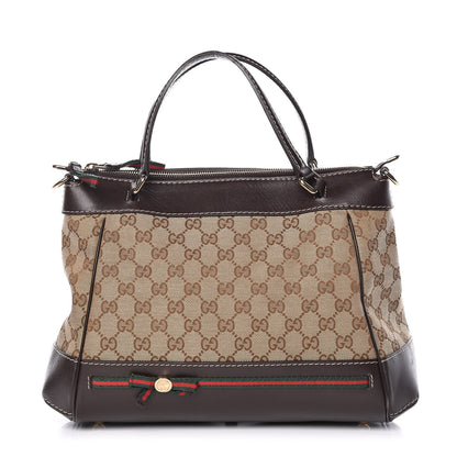Gucci Monogram Web Mayfair Top Handle Satchel Dark Brown 1 of 19