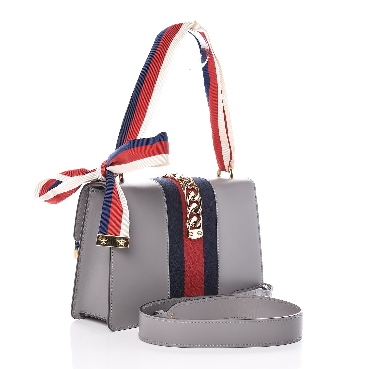 Gucci Calfskin Small Sylvie Shoulder Bag Deep Grey 3 of 9