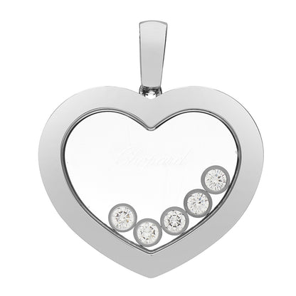 Chopard 18K White Gold 5 Happy Diamonds Icons Heart Pendant 1 of 4