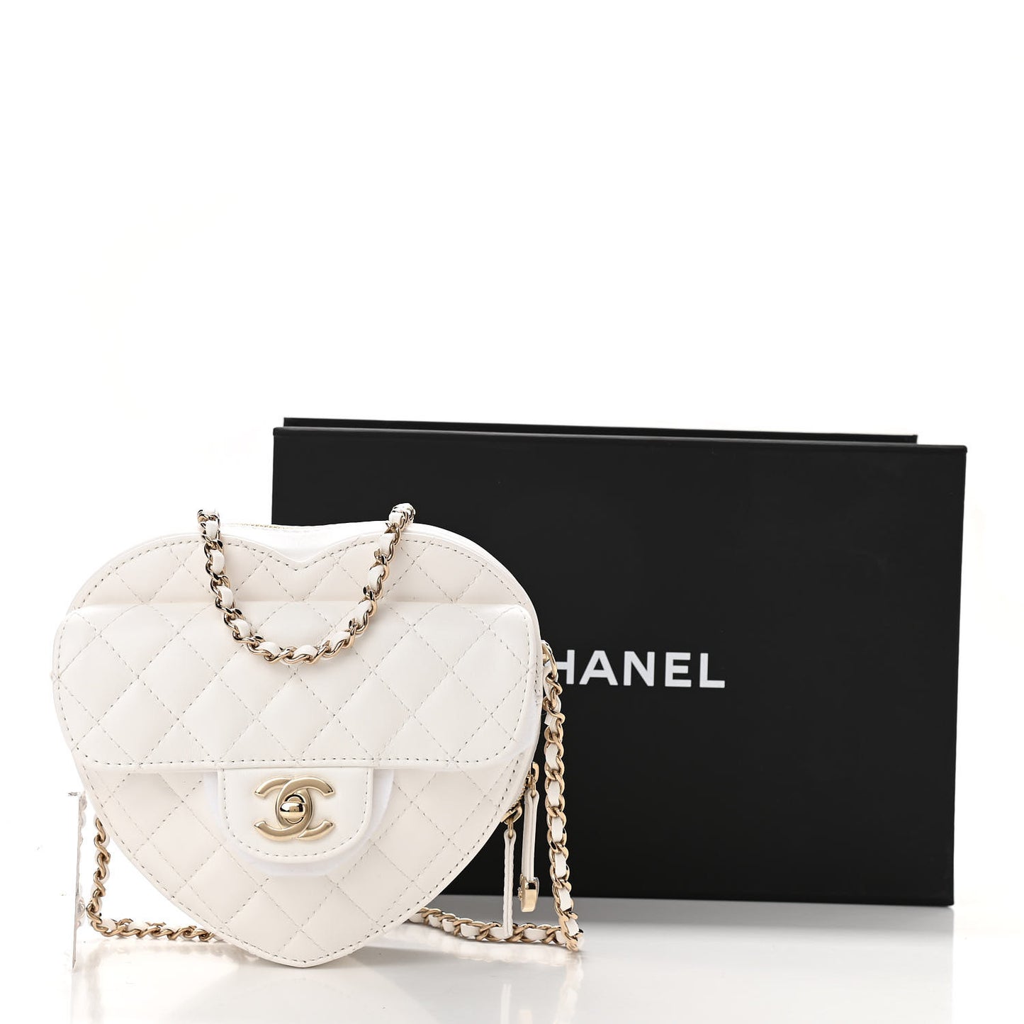 Lambskin Quilted CC In Love Heart Bag White