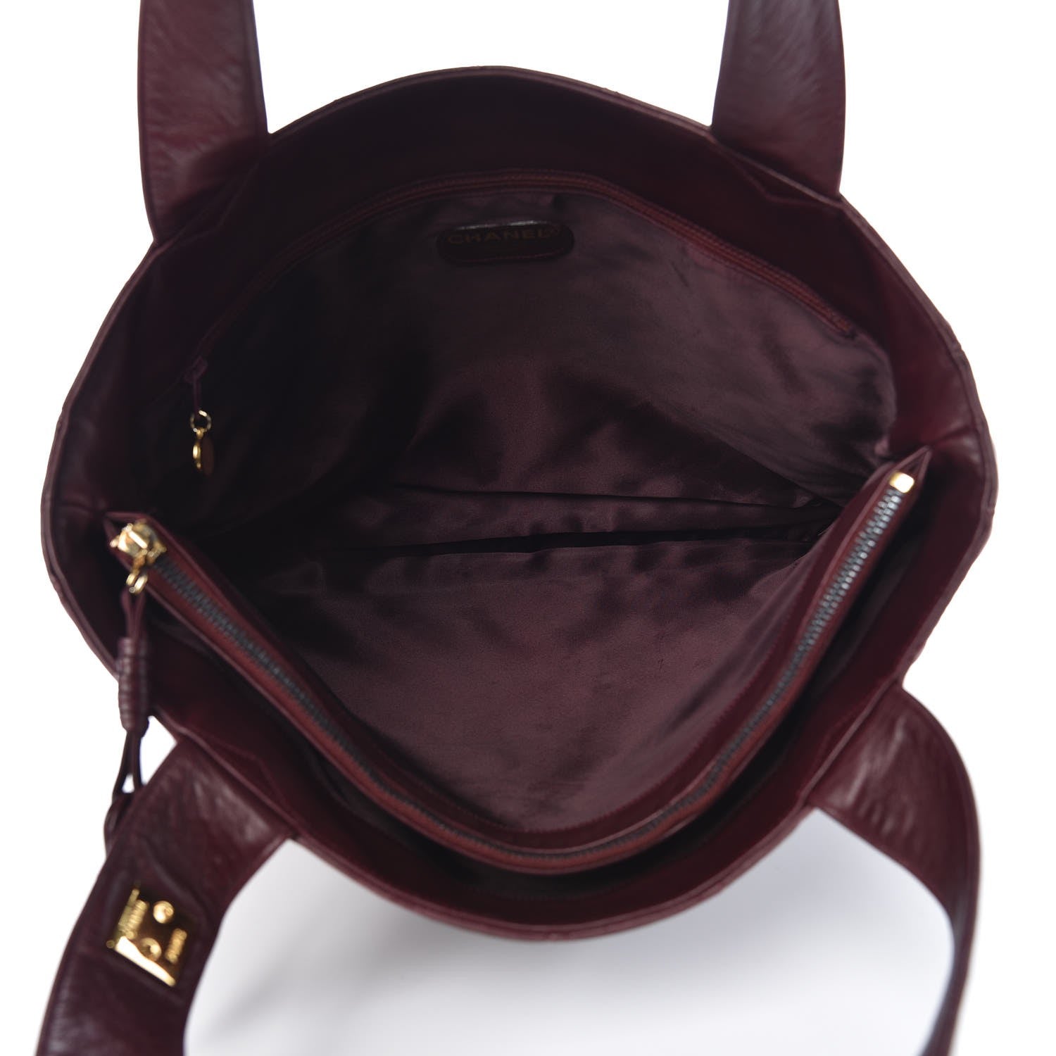 Chanel Lambskin Quilted Tote Burgundy 6 of 9