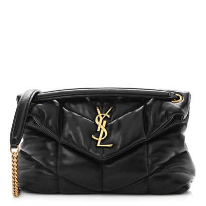 Saint Laurent Lambskin Quilted Small Loulou Puffer Monogram Chain Satchel Black 1 of 12