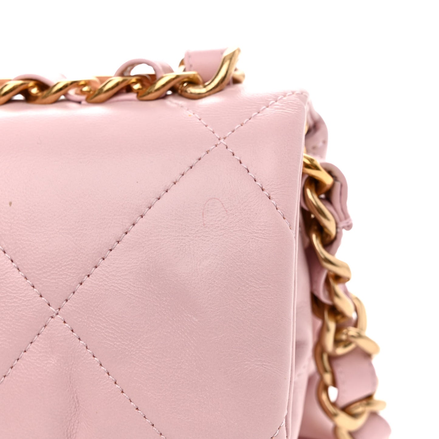 Lambskin Quilted Small Chain Top Handle Flap Rose Clair