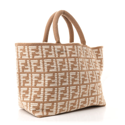Fendi Cashmere FF Large Shopper Tote Cammello 3 of 10