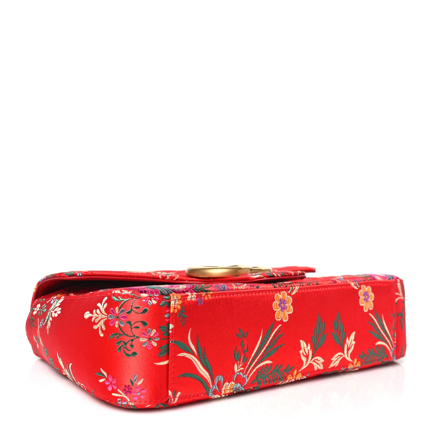 Jacquard Matelasse Floral Medium GG Marmont Shoulder Bag Red