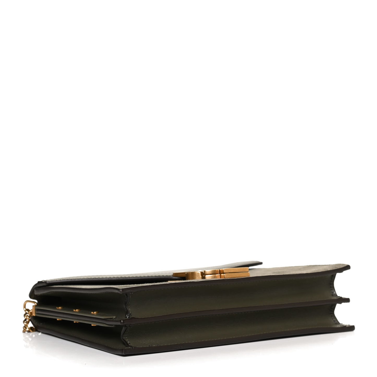 Smooth Calfskin Suede Monogram Cassandra Clasp Bag Olive Green