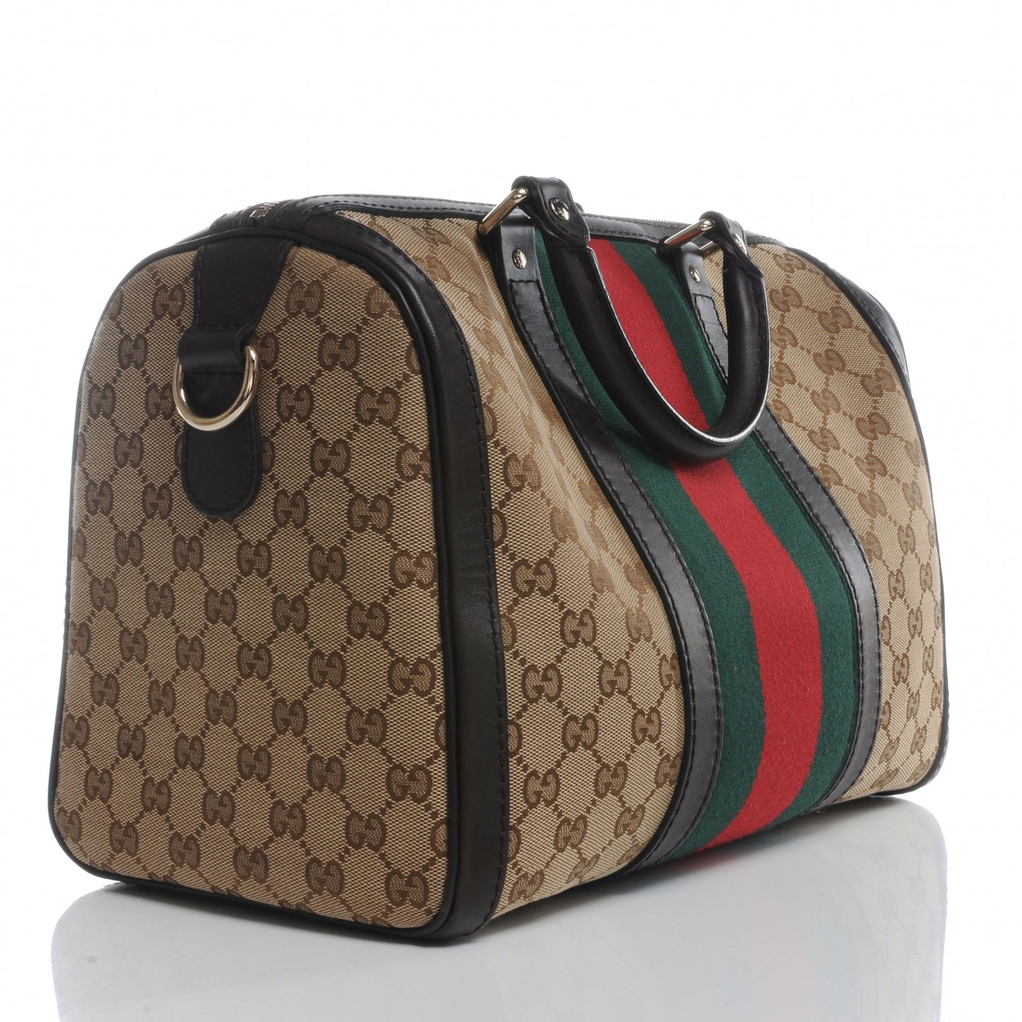 Monogram Selleria Calfskin Vintage Web Medium Boston Beige Ebony Cocoa