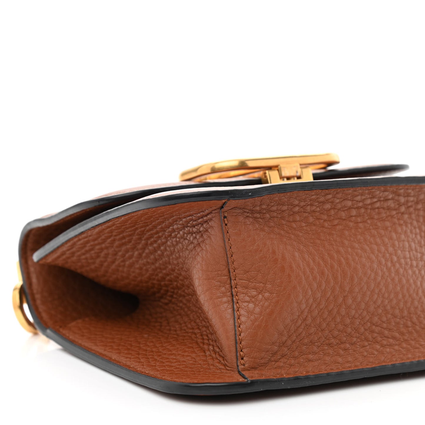 Grained Calfskin Small VSling Shoulder Bag Saddle Brown