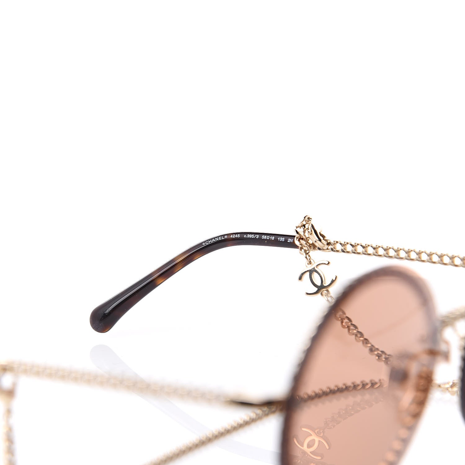 Chanel Chain Round Sunglasses 4245 Brown Gold 7 of 8