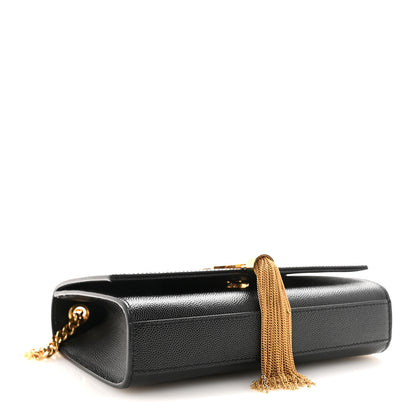 Saint Laurent Calfskin Crocodile Embossed Small Classic Monogram Kate Tassel Satchel Black 4 of 9