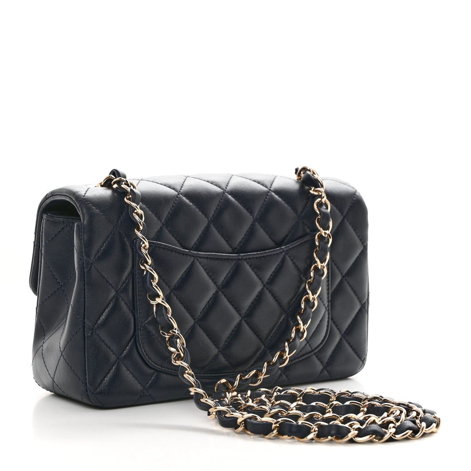 Chanel Lambskin Quilted Mini Rectangular Flap Dark Blue 3 of 10
