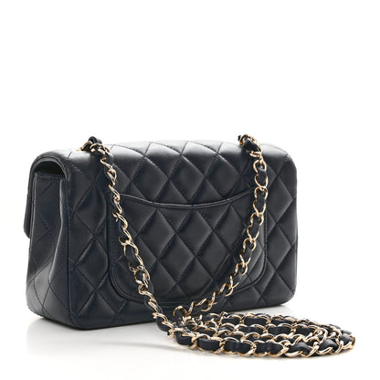 Chanel Lambskin Quilted Mini Rectangular Flap Dark Blue 3 of 10