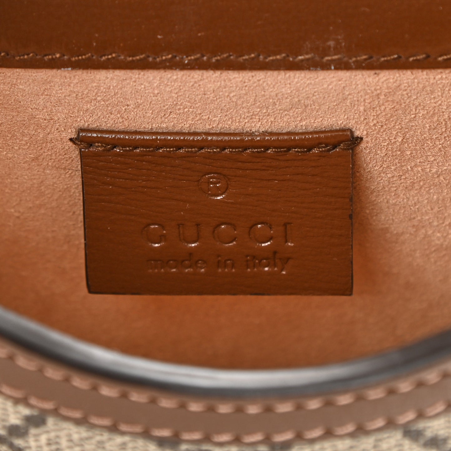 GG Supreme Monogram Mini Horsebit 1955 Crossbody Bag Beige Brown Sugar
