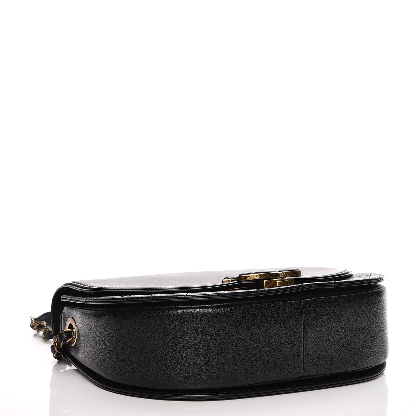 Shiny Calfskin Goatskin Quilted Medium Coco Curve Messenger Flap Black