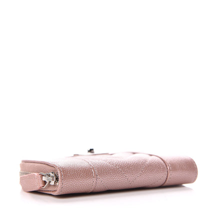 Chanel Metallic Caviar Chevron Quilted Vintage Mademoiselle Coin Purse Pink 4 of 8