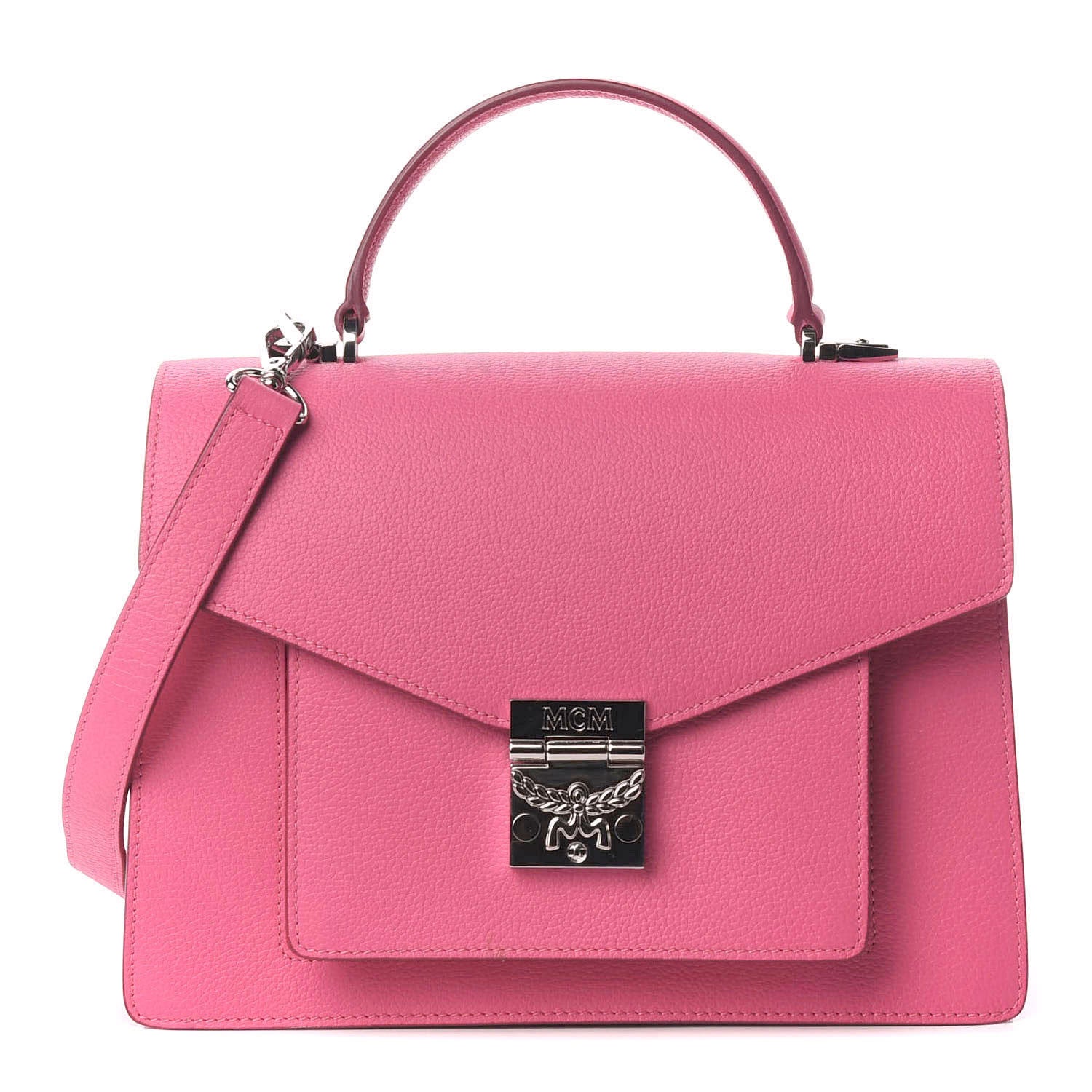 MCM Grained Calfskin Medium Patricia Park Avenue Satchel Sugar Pink 1 of 9