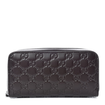 Gucci Guccissima Large Zip Around Wallet Chocolate 1 of 8