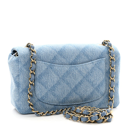 Chanel Printed Denim Quilted Mini Rectangular Flap Light Blue 3 of 11