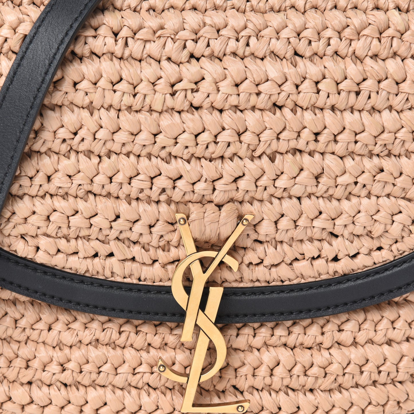 Woven Raffia Monogram Kaia Satchel Tan