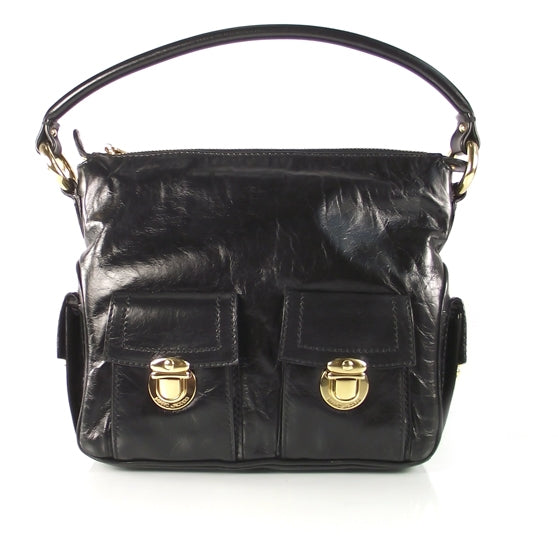 Leather Multipocket Hobo Black