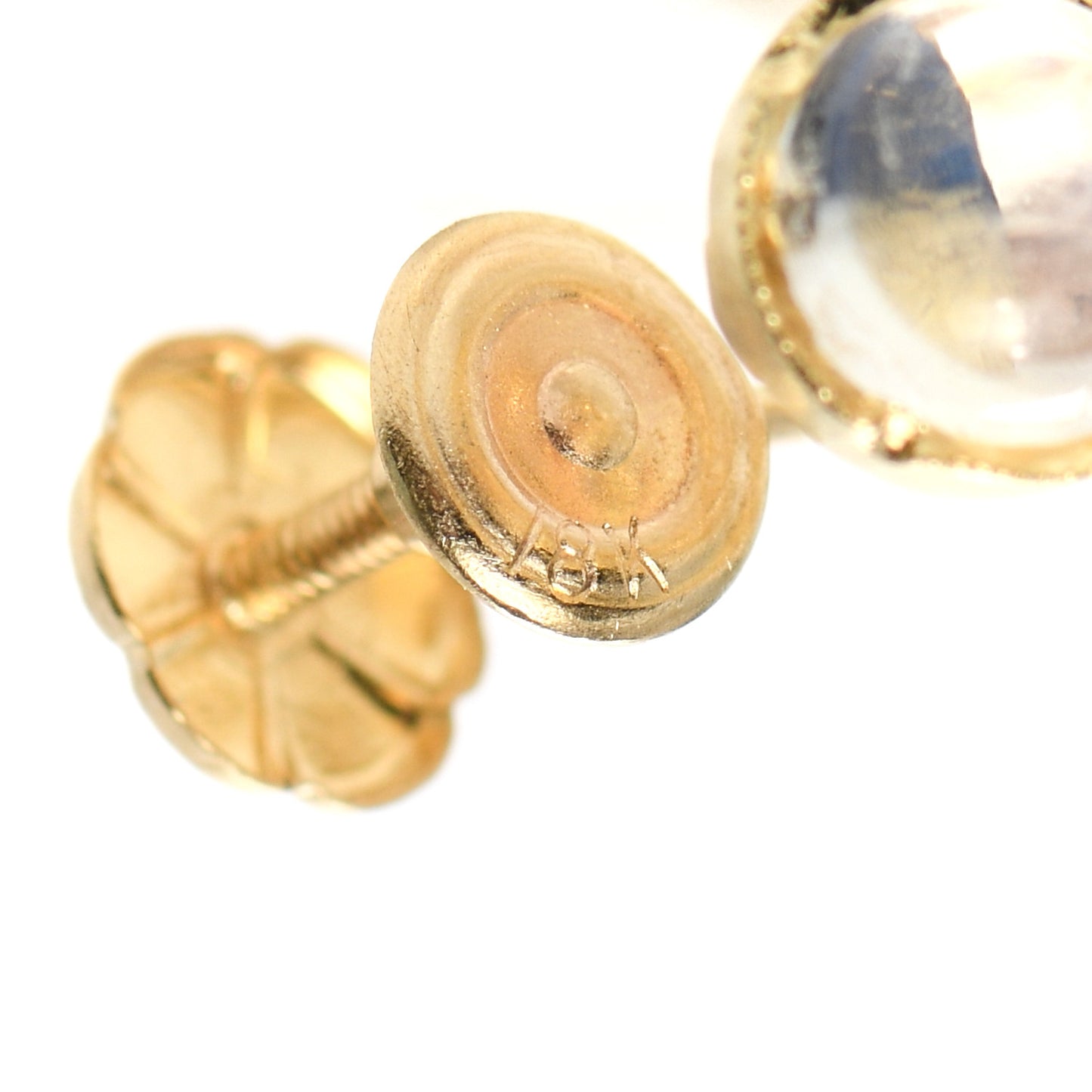 18K Yellow Gold Diamond Moonstone Screw-Back Drop Earrings