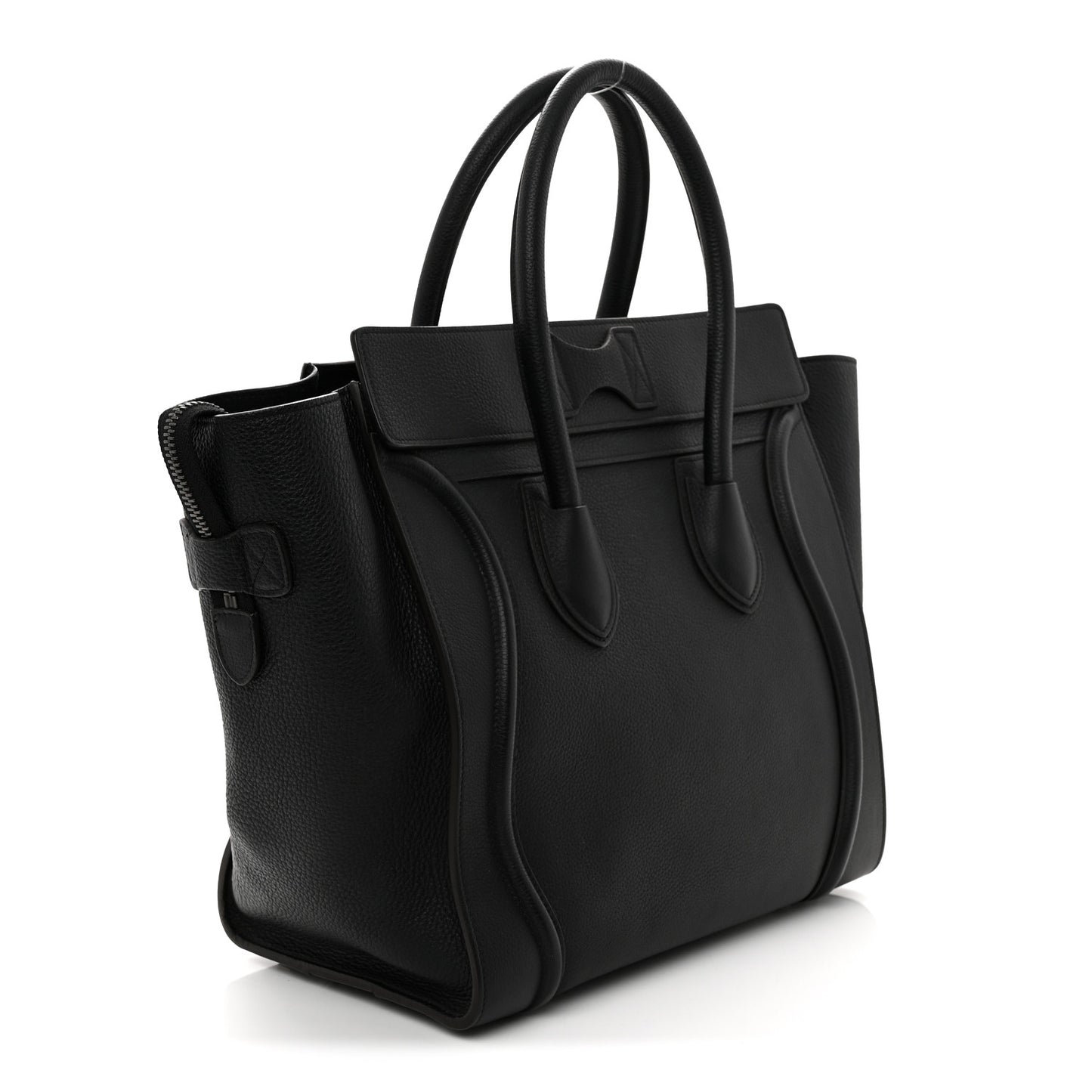 Drummed Calfskin Mini Luggage Black