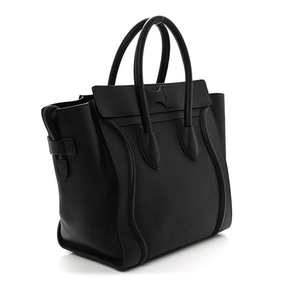 Celine Drummed Calfskin Mini Luggage Black 3 of 9