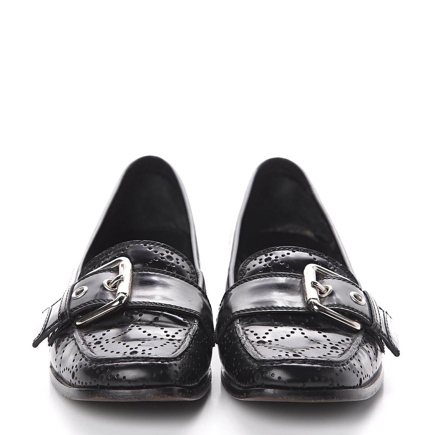 Louis Vuitton Glazed Calfskin Perforated Loafers 37 Black 2 of 7