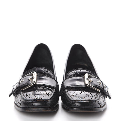 Louis Vuitton Glazed Calfskin Perforated Loafers 37 Black 2 of 7