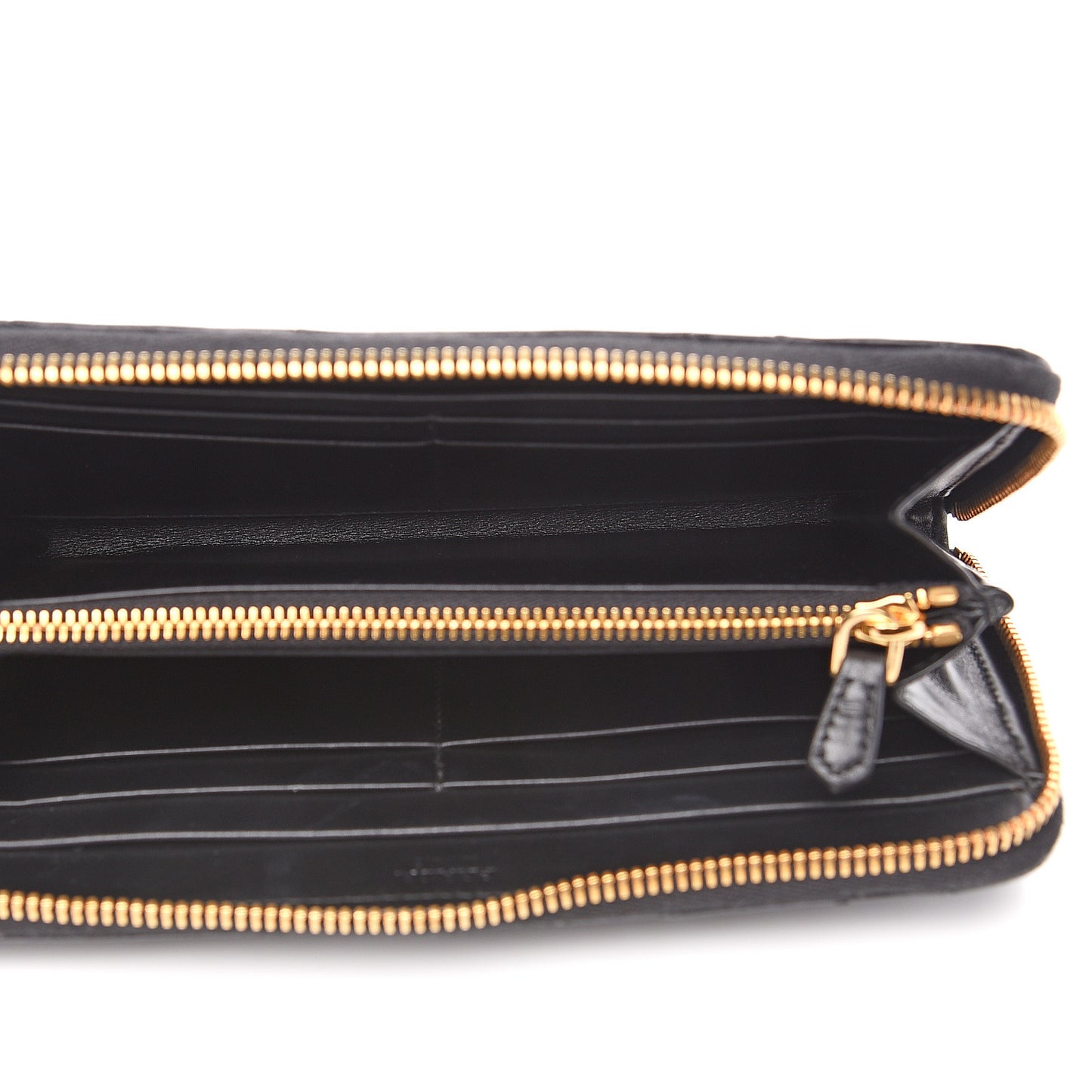 Ostrich Zip Around Wallet Black