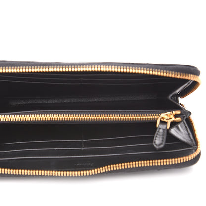 Prada Ostrich Zip Around Wallet Black 4 of 8