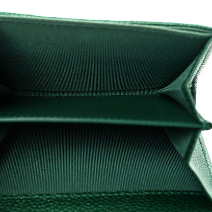 Chanel Metallic Caviar Quilted Flap Card Holder Wallet Green 5 of 8