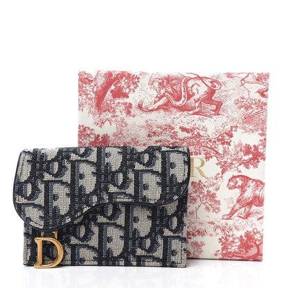 Christian Dior Oblique Saddle Card Holder Blue 6 of 6