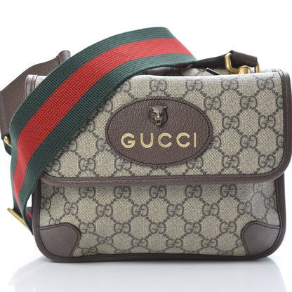 Gucci GG Supreme Monogram Web Small Neo Vintage Double Flap Messenger Bag Beige New Acero 10 of 12