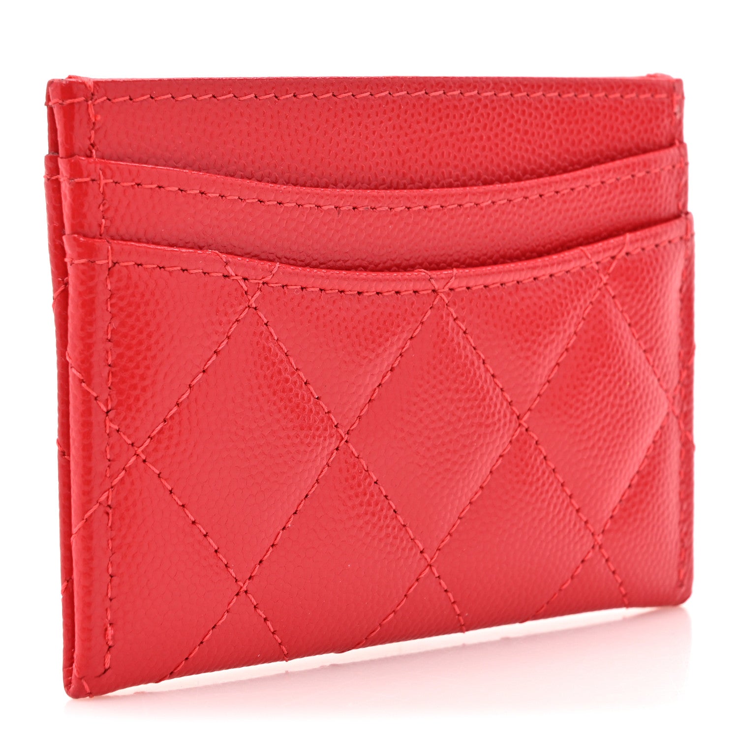 Chanel Caviar Quilted Card Holder Red 3 of 13