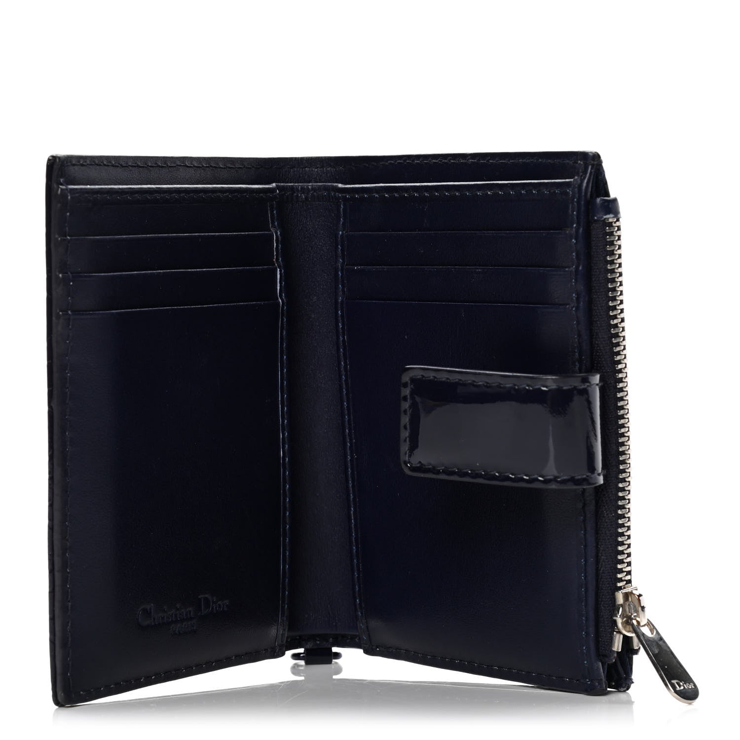 Christian Dior Patent Cannage Lady Dior Eden Wallet Navy Blue 5 of 11