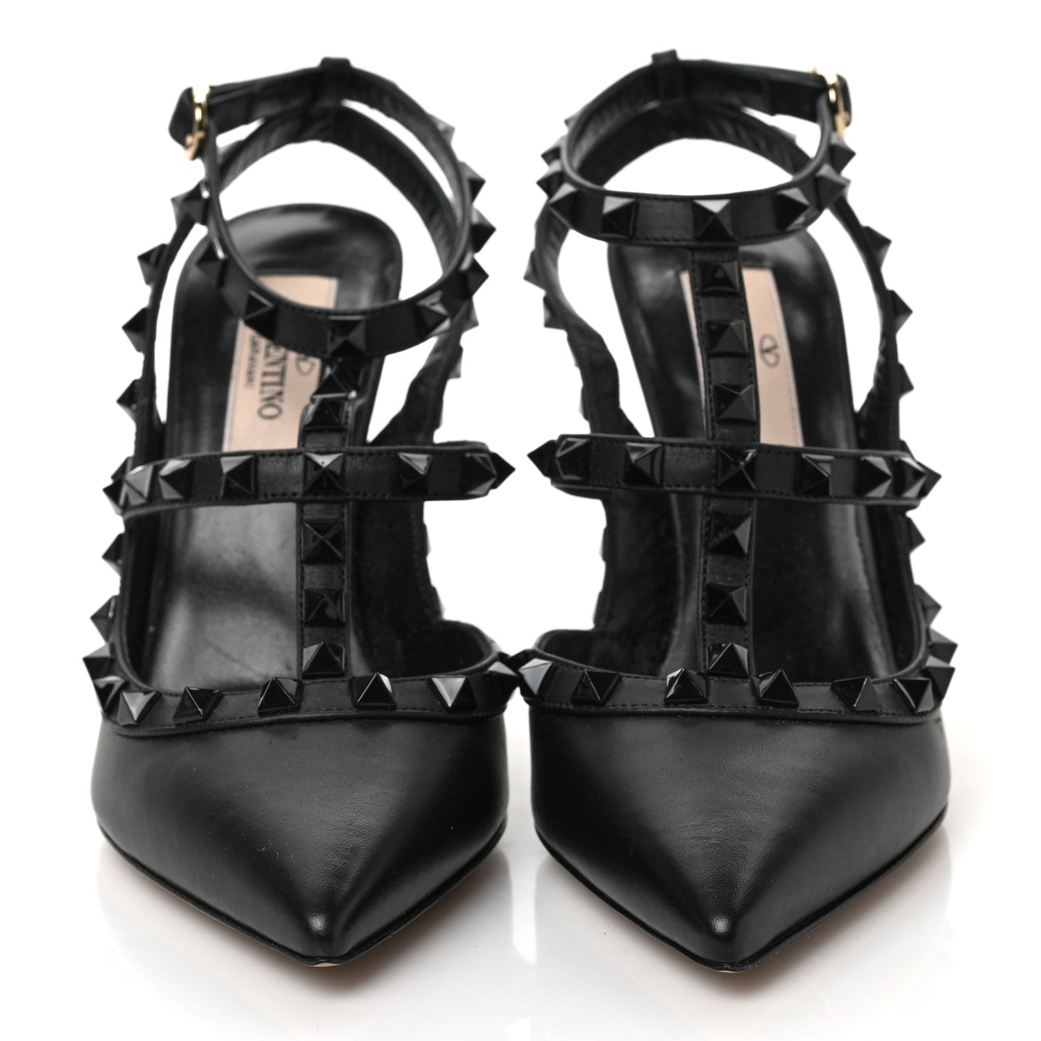 Valentino Garavani Calfskin Nappa Monochrome Rockstud Ankle Strap 100mm Pumps 35.5 Black 2 of 8
