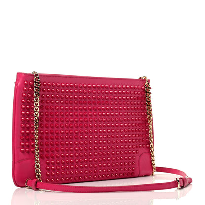 Christian Louboutin Calfskin Spikes Loubiposh Chain Clutch Fuchsia 3 of 9