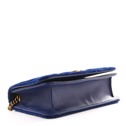 Gucci Velvet Matelasse GG Marmont Mini Bag Cobalt Blue 3 of 13