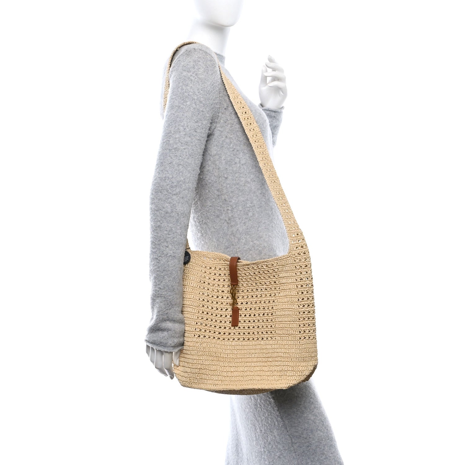 Saint Laurent Raffia Monogram Hobo Naturale 2 of 10