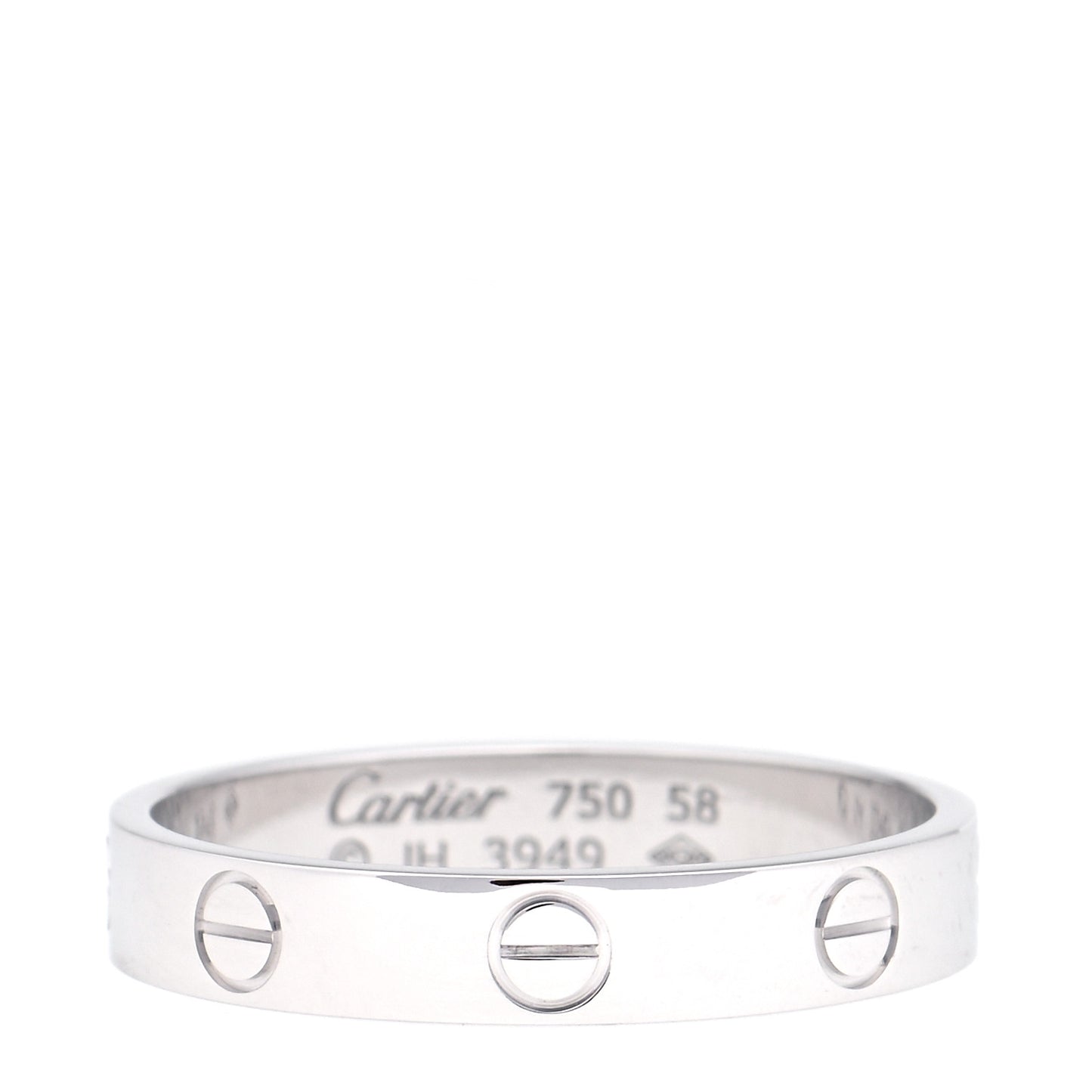 18K White Gold 3.5mm LOVE Wedding Band Ring 58 8.25