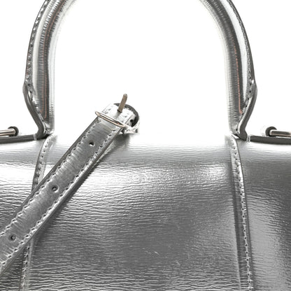 Balenciaga Metallic Textured Calfskin Hourglass Top Handle Bag XS Silver 7 of 9