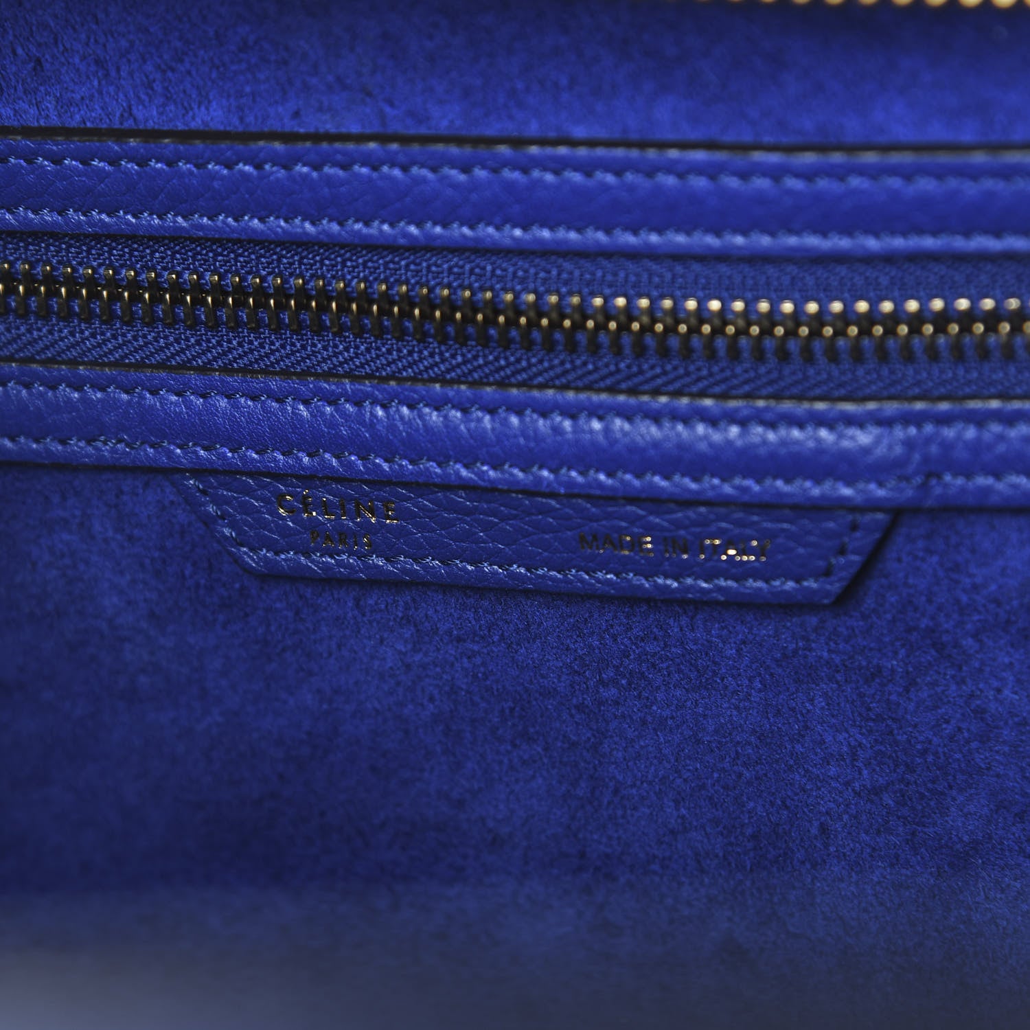 Celine Drummed Calfskin Mini Luggage Indigo 5 of 9