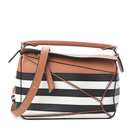 Loewe Calfskin Marine Stripe Small Puzzle Bag Tan 1 of 9