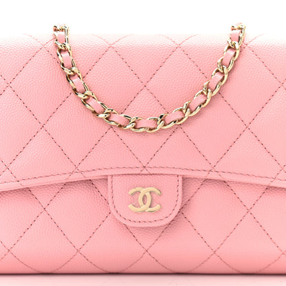 Chanel Caviar Quilted Phone Holder Wallet on Removable Chain Pink 10 of 13