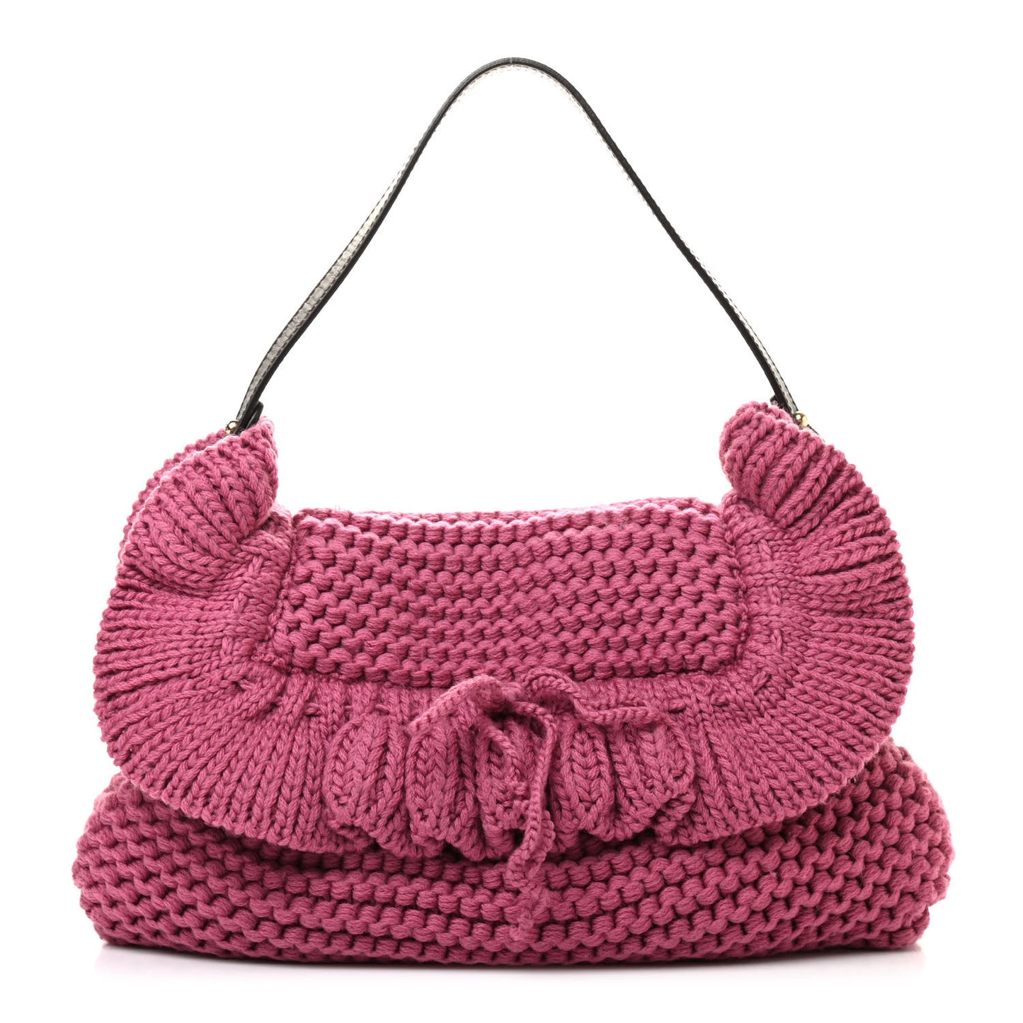 Wool Knit Small Chef Shoulder Bag Pink